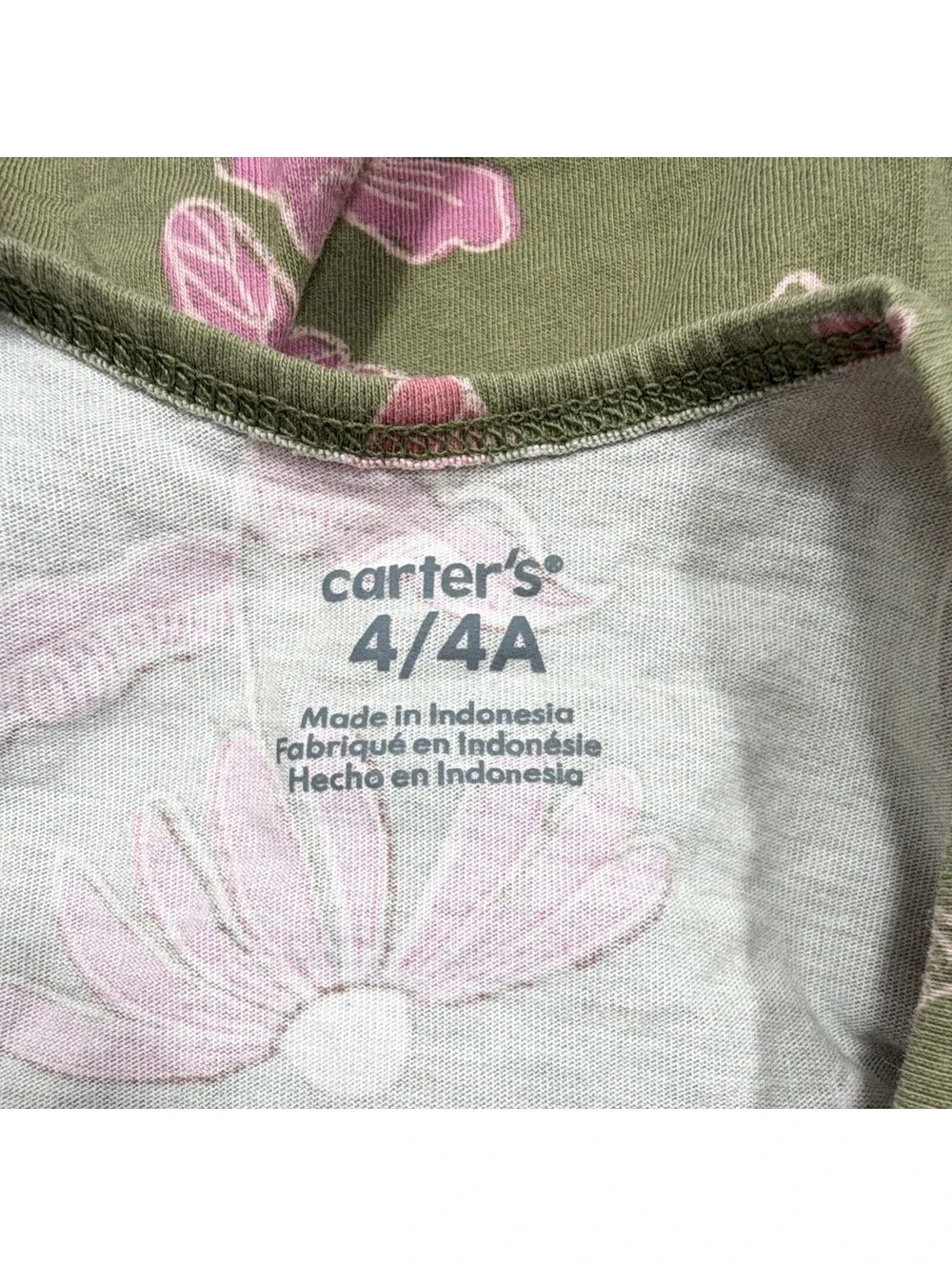 Carter's Girls Size 4T Green Pink Fit & Flare Knit Butterfly Cap Sleeve Dress